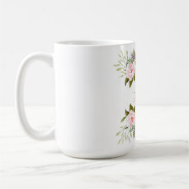 Elegant Rosa Blommigt Utandning Bröllop Monogram 2 Kaffemugg