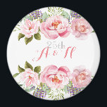 Elegant Rosa Blommigt Utandning Monogram 25 Bröllo Magnet<br><div class="desc">Elegant Rosa Blommigt Utandning Monogram 25: e Bröllop magnet har rosa och grått Monogram på den. Särskilt designat för din 25:e Bröllop-årsdag,  men du kan anpassa den. Skaffa den här Elegant Rosa Blommigt Wandemonogram 25:e Bröllop-magnet som gåva.</div>