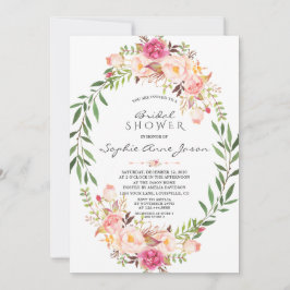 Elegant Rosa  Blommigt Utandningsluft Möhippa Inbjudningar