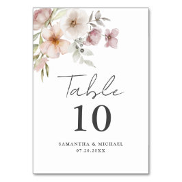 Elegant  Rosa Blommigt Vattenfärg Bröllop Bordsnummer
