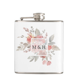 Elegant  Rosa Blommigt Vattenfärg Bröllop Fickplunta