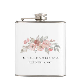 Elegant  Rosa Blommigt Vattenfärg Bröllop Fickplunta