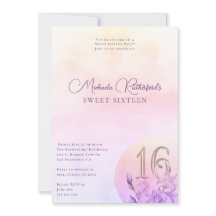 Elegant Rosa Blommigt Vattenfärg Sweet sixteen Par