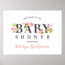 Elegant Rosa Blommigt Vattenfärgsbabykläder Välkom