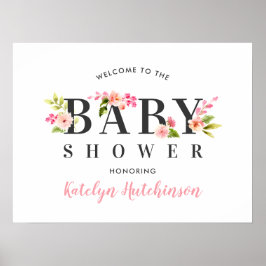 Elegant Rosa Blommigt Vattenfärgsbabykläder Välkom Poster