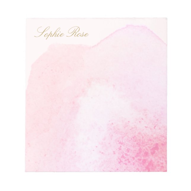 Elegant Rosa Blommigt Vattenfärgsblomma Anteckning Anteckningsblock (Framsida)