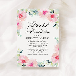 Elegant Rosa Blommigt Vattenfärgsfärg Möhippa Lunc Inbjudningar