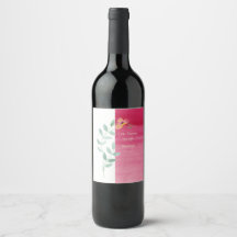 Elegant Rosa blommigt vin-etiketter