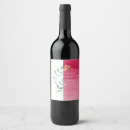 Elegant Rosa blommigt vin-etiketter Vinflaska Etikett