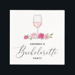 Elegant rosa blommigt vin Glasbachelorette Pappersservett<br><div class="desc">Rosa blommigt vin,  bachelorette Party napkin.</div>