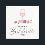 Elegant rosa blommigt vin Glasbachelorette Pappersservett<br><div class="desc">Rosa blommigt vin,  bachelorette Party napkin.</div>