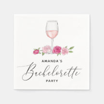 Elegant rosa blommigt vin Glasbachelorette