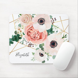 Elegant Rosa Blommigt Watercolor Flowers Botanical Musmatta