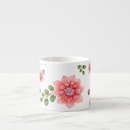 Elegant rosa blommönster espressomugg