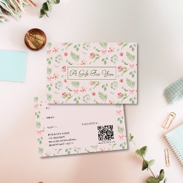 Elegant Rosa Blommönster Festive Gift Card Visitkort