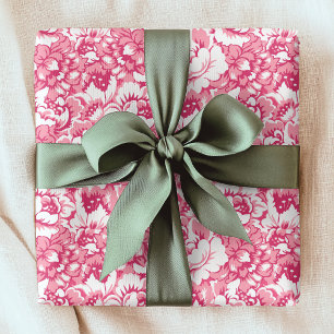 Elegant Rosa Blommönster Girly Chic Presentpapper
