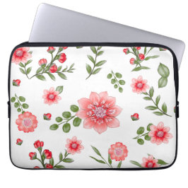 Elegant rosa blommönster laptop fodral