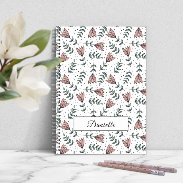 Elegant Rosa Blommönster Namn Anteckningsbok (Elegant Pink Floral Pattern Name Notebook)