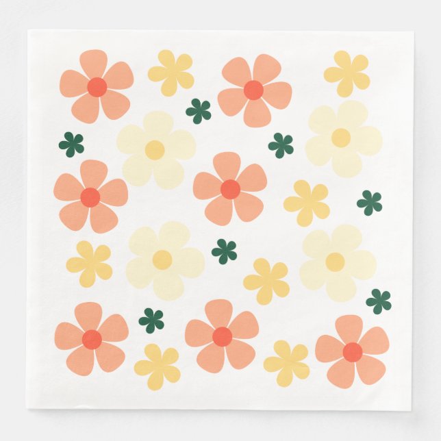 Elegant rosa blommönster perfekt för alla bord  pappersservett (Framsida)