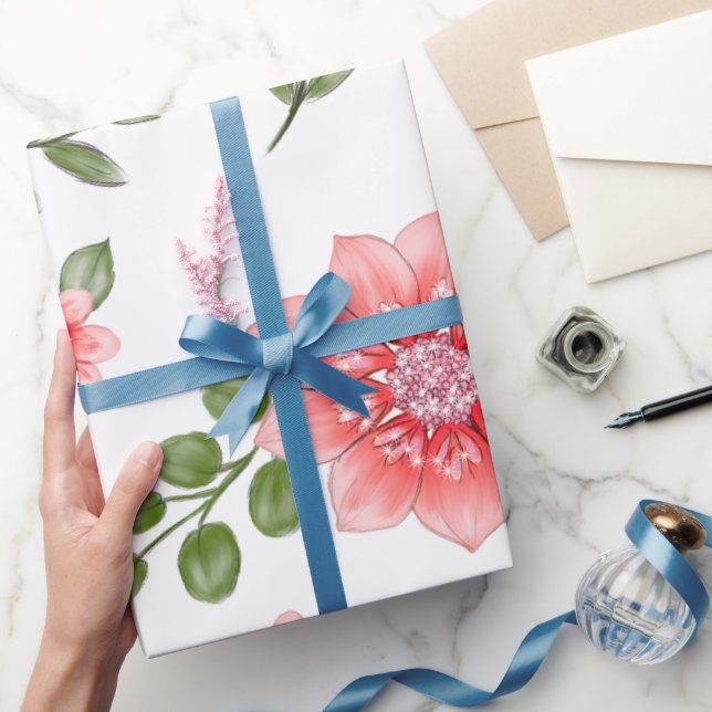 Elegant rosa blommönster  presentpapper (Gifting)