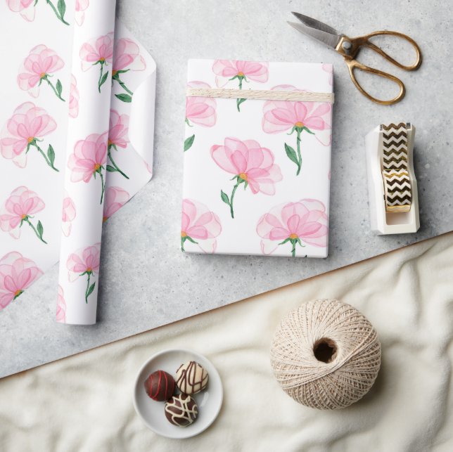 Elegant rosa blommönster presentpapper (Hantverk)