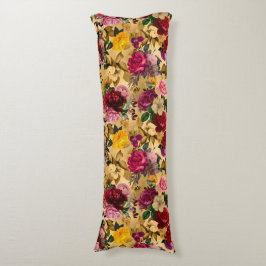 Elegant rosa Blommor gult Kroppskudde