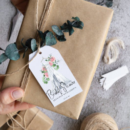 Elegant rosa blommor och grönsak - möhippa presentetikett