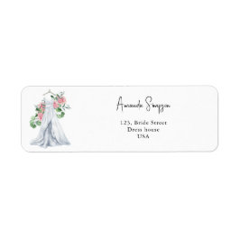 Elegant rosa blommor och grönsak - möhippa returadress etikett