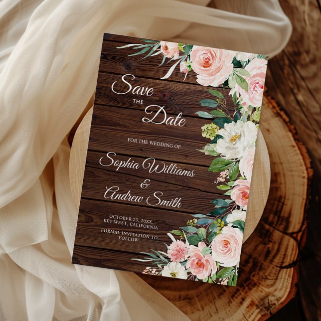 Elegant  Rosa Blommor Spara datumkortet Spara Datumet (Skapare uppladdad)