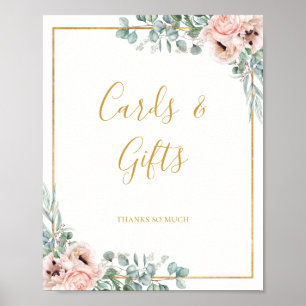 Elegant Rosa Blommotiv Kort och Present-skylt Poster