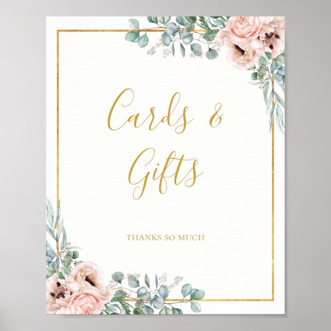 Elegant Rosa Blommotiv | Kort och Present-skylt Poster (Framsidan)