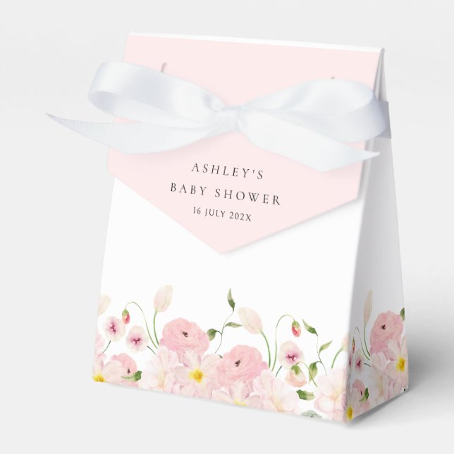 Elegant rosa blomster baby shower presentaskar (Framsidan Sidan)