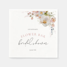 Elegant Rosa Blomster Bar Blomster Bröllopsdusch Pappersservett