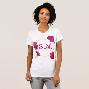 Elegant rosa blomster- guld cirkel t-shirt
