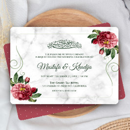 Elegant rosa blomster marmor islamisk muslimsk brö inbjudningar