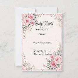 Elegant Rosa Blomster OSA Kort