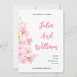 Elegant rosa blomster sommarbröllopsinbjudan inbjudningar