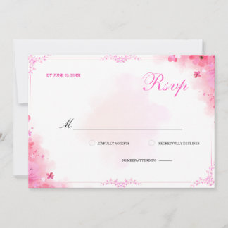 Elegant rosa blomsterakvarell klassisk RSVP-kort Inbjudningar