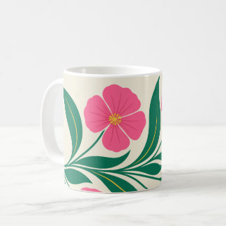 Elegant rosa blomsterarrangemang i botanisk stil kaffemugg