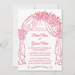 Elegant rosa blomsterbröllopsinbjudan inbjudningar
