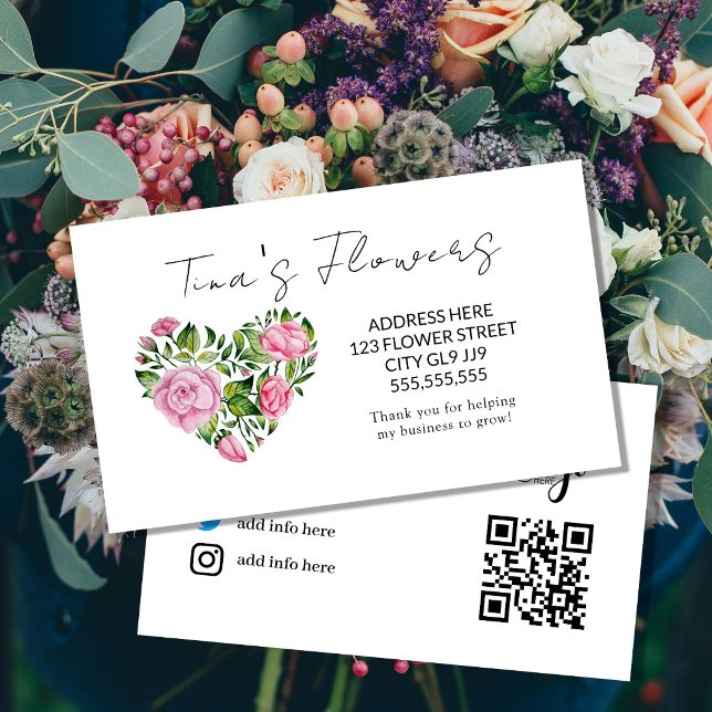 Elegant rosa blomsterdesign Tack  Anteckningskort (Skapare uppladdad)