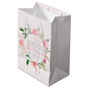 Elegant rosa blomstergrej Bat Mitzvah judisk födel