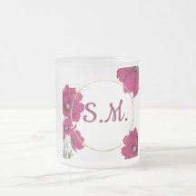 Elegant rosa blomsterguld cirkel kaffekopp