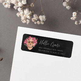 Elegant rosa blomsterlik kalle Halloween-returadre Returadress Etikett