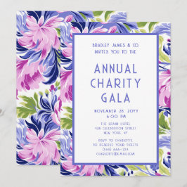 Elegant Rosa Blue Blommigt Charity Event Gala Part Inbjudningar