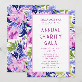 Elegant Rosa Blue Blommigt Charity Event Gala Part Inbjudningar