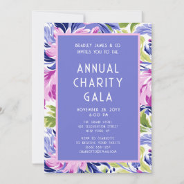 Elegant Rosa Blue Blommigt Charity Event Gala Part Inbjudningar