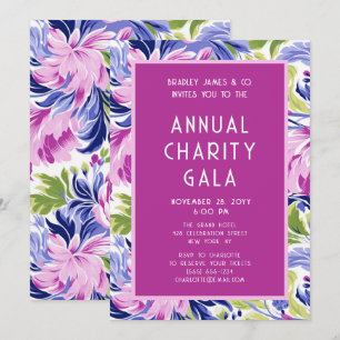 Elegant Rosa Blue Blommigt Charity Event Gala Part Inbjudningar