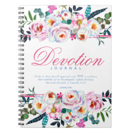 Elegant Rosa Blue Blommigt Named Devotion Journal Anteckningsbok