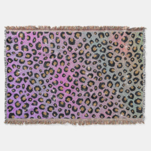 Elegant Rosa Blue Guld Glitter Black Leopard Skriv Filt